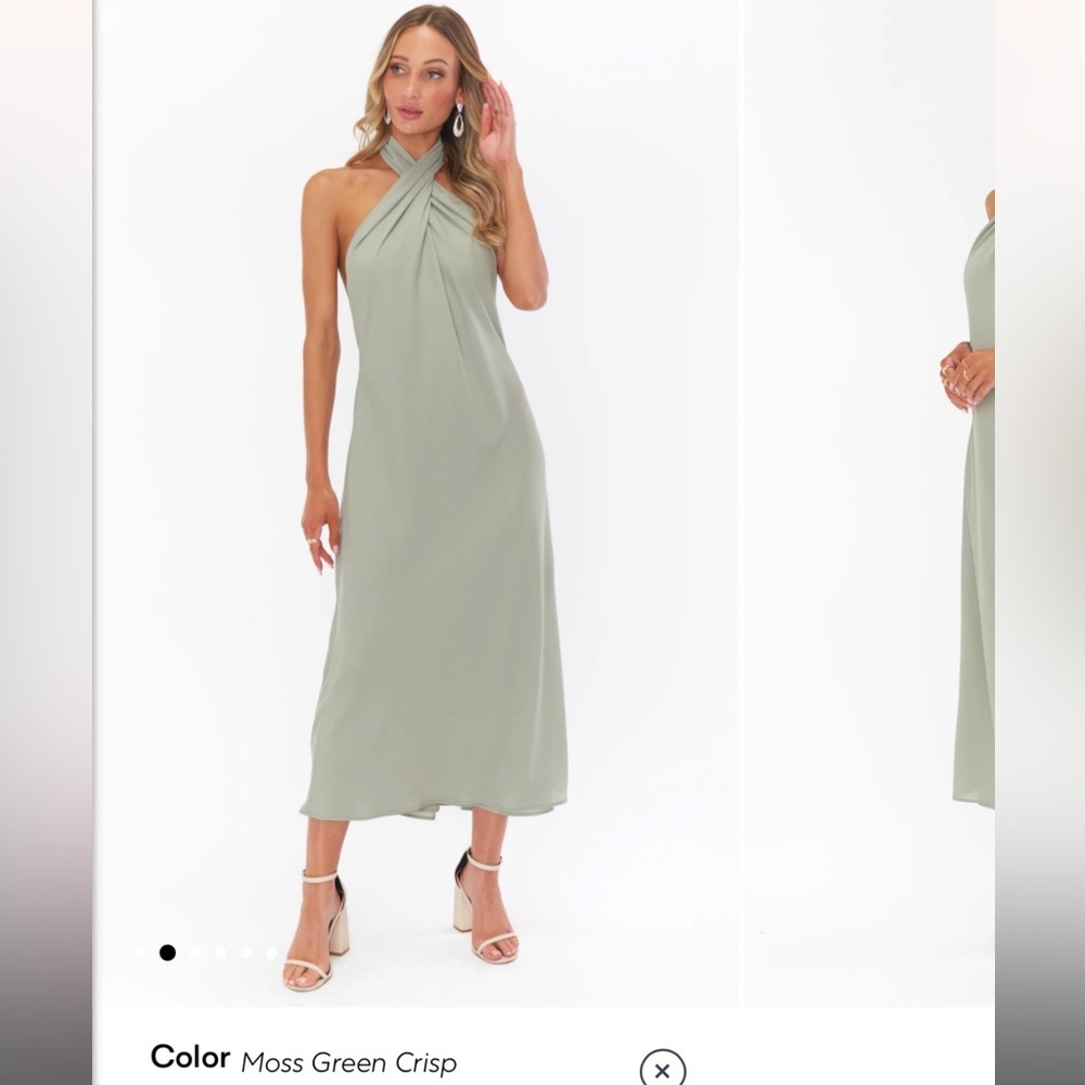 Show me your mumu Jasmine Halter Midi Dress- Crisp Moss Green